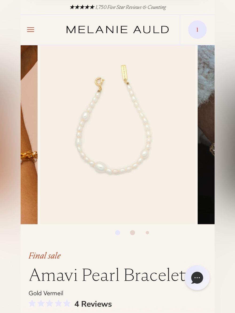 Melanie auld Amavi pearl bracelet NWT